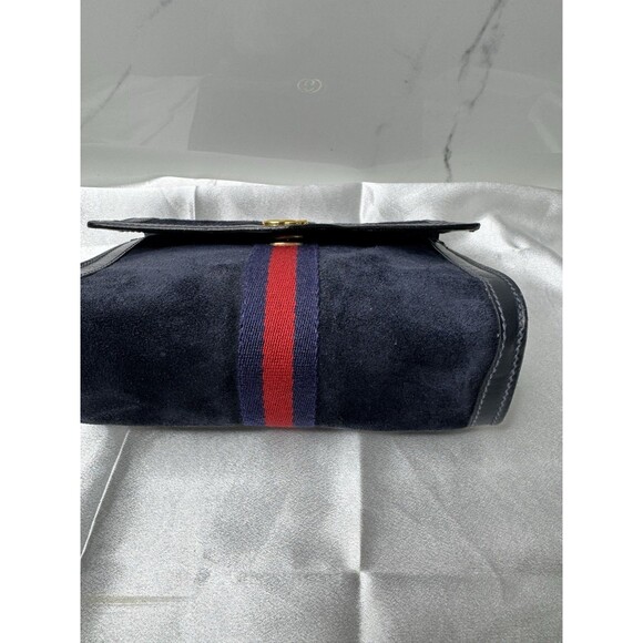Vintage Gucci Sherry Line Navy Suede Clutch Bag - Picture 6 of 13